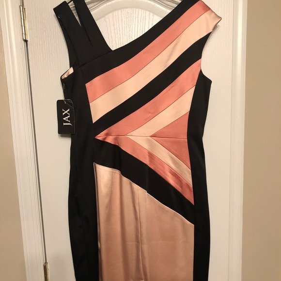 Colorblocked Satin Cocktail/Party Dress by Jax. - Picture 3 of 9